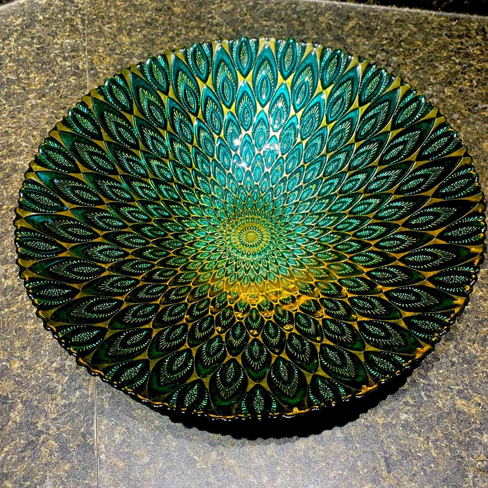 Gorgeous large peacock bowl